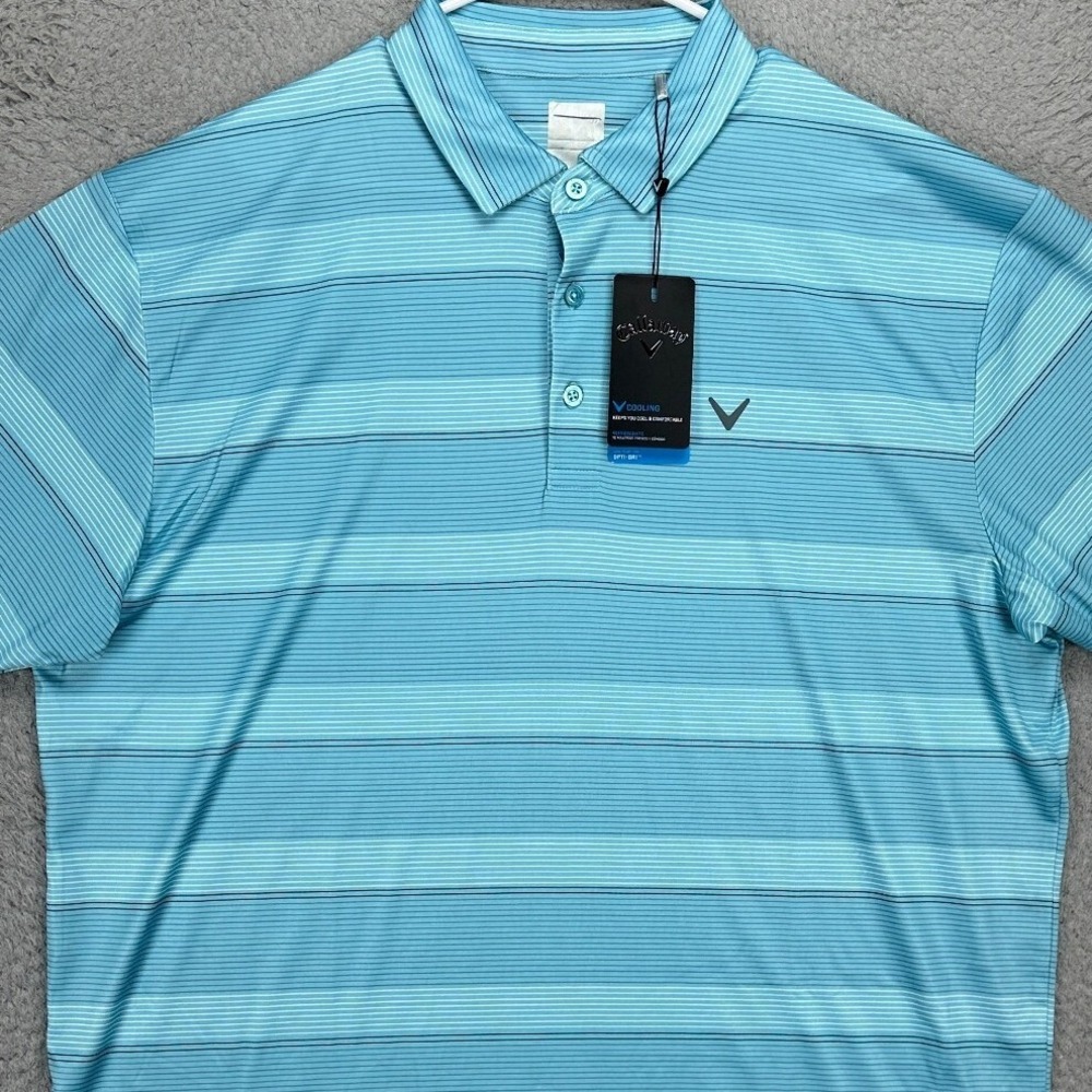 Callaway Light Blue Striped Men’s Polo XL NWT
